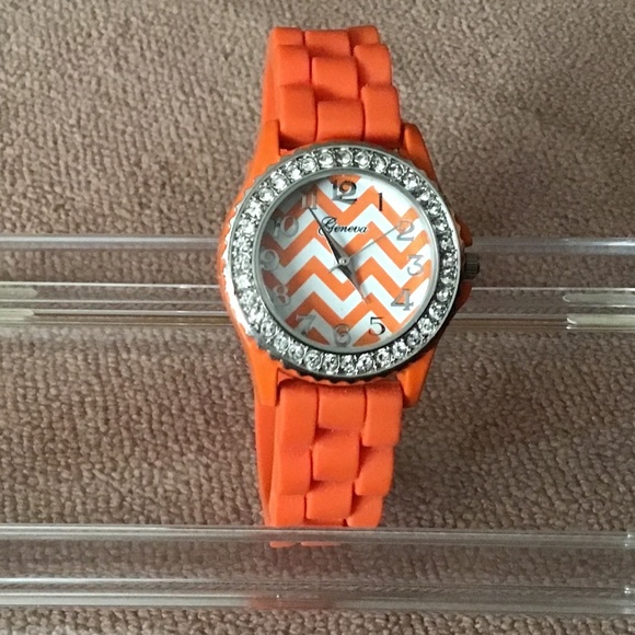Geneva Legend watch with silicone band - crystal accent on watch face